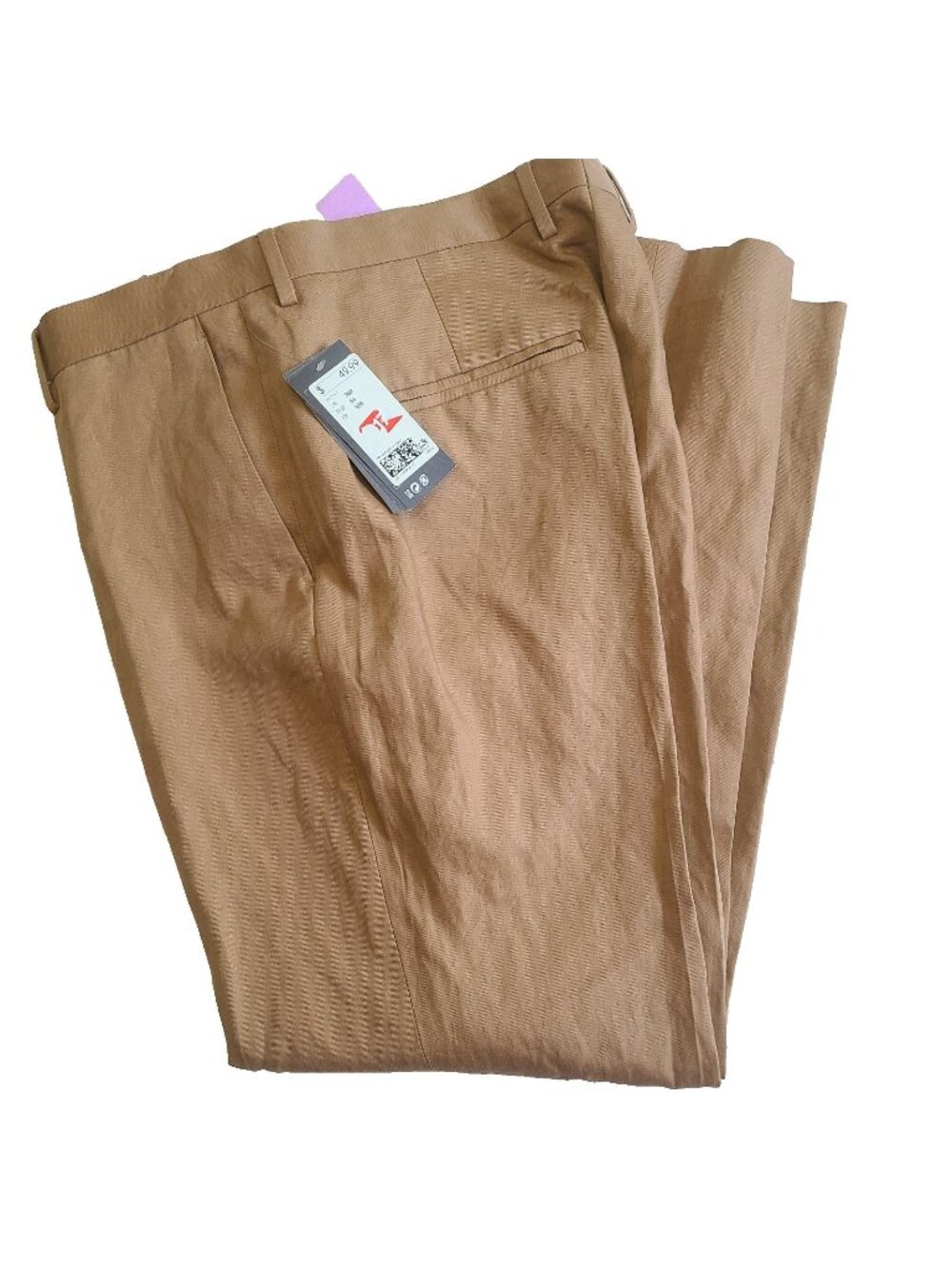 H&M Pants Men Size 38R Linen Blend Brown Slim Fit Straight Leg Flat Front NWT